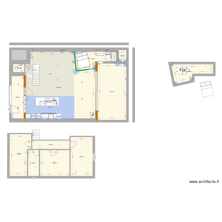 Loft. Plan de 15 pièces et 183 m2