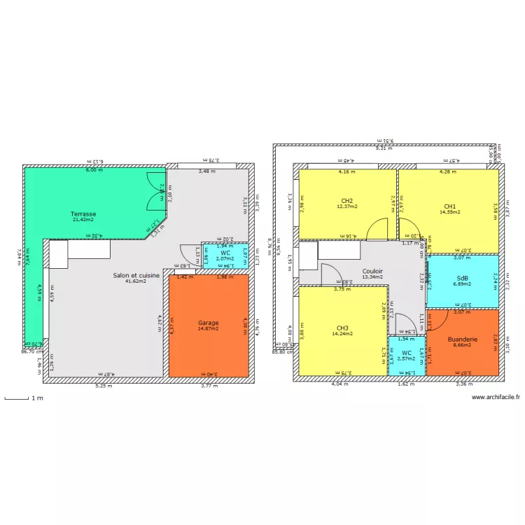 Plan Maison 2 niveaux invers&eacute;s. Plan de 
