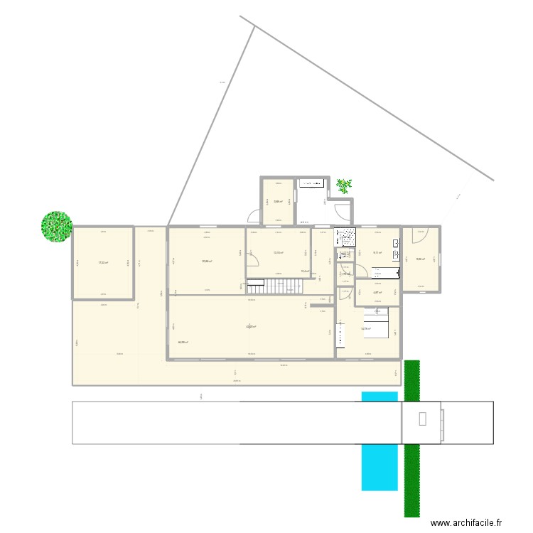 ebauche guip 16. Plan de 14 pièces et 217 m2