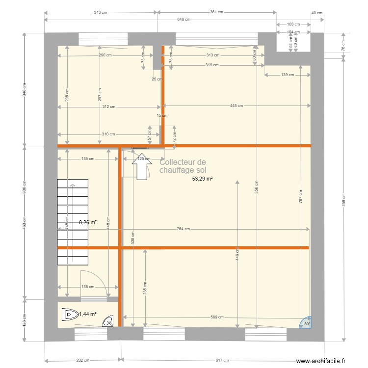 Liege_mai_2023_Poutres. Plan de 10 pièces et 127 m2