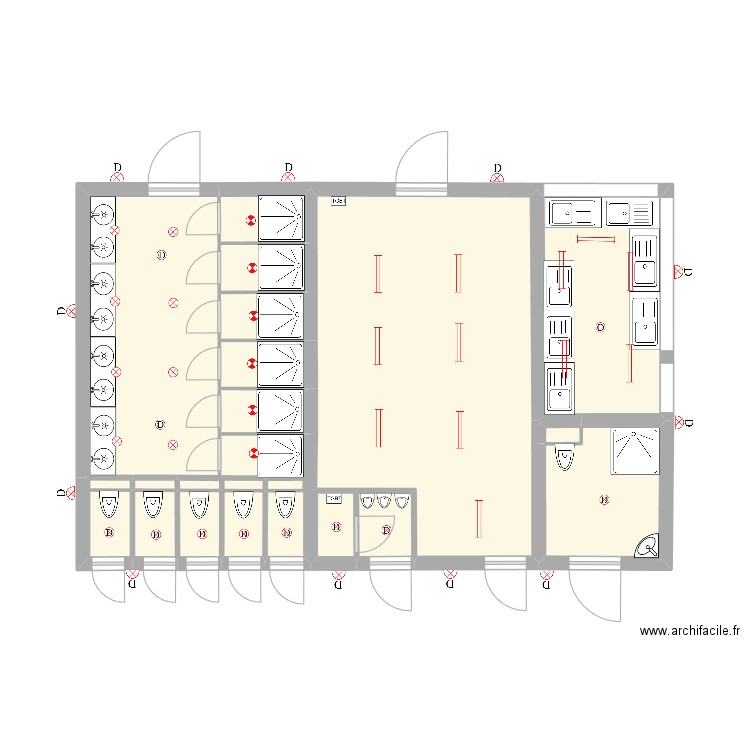 camping USJA. Plan de 19 pièces et 71 m2