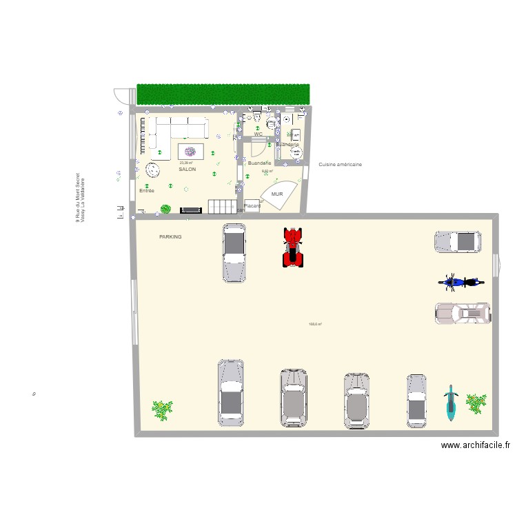 Entrée et salon Vassy. Plan de 0 pièce et 0 m2