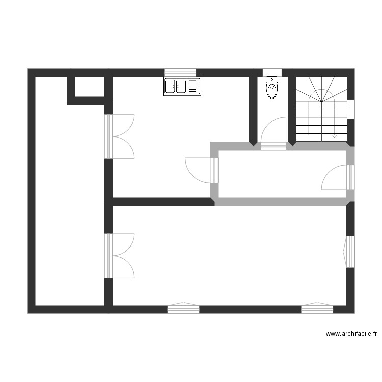 Villa Rdc. Plan de 7 pièces et 65 m2