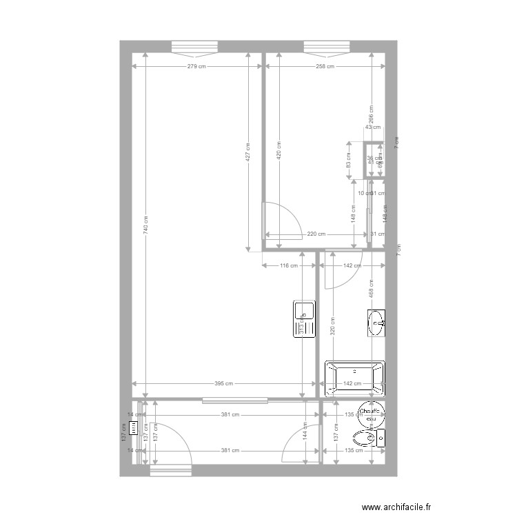 Appartement M Rolland. Plan de 5 pièces et 47 m2
