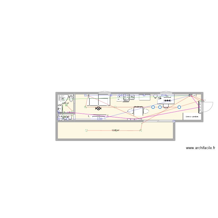 conteneur A. Plan de 4 pièces et 37 m2