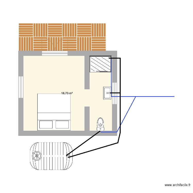 Plan Anatsimo. Plan de 1 pièce et 19 m2