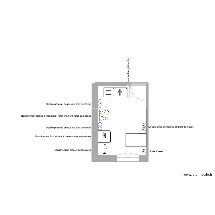 Tourelles Cuisine Nord. Plan de 8 pièces et 68 m2