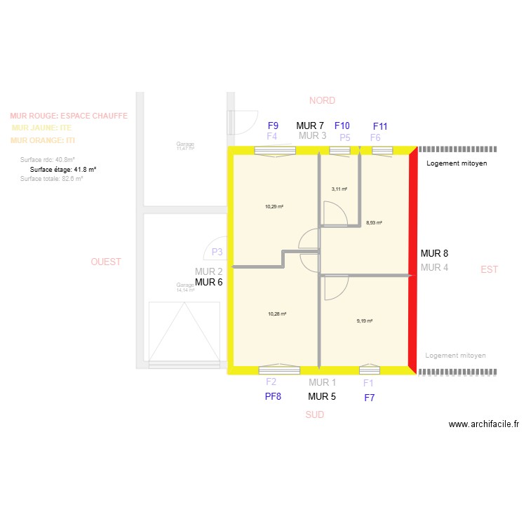 TRICOT_ Scénario 1. Plan de 9 pièces et 108 m2