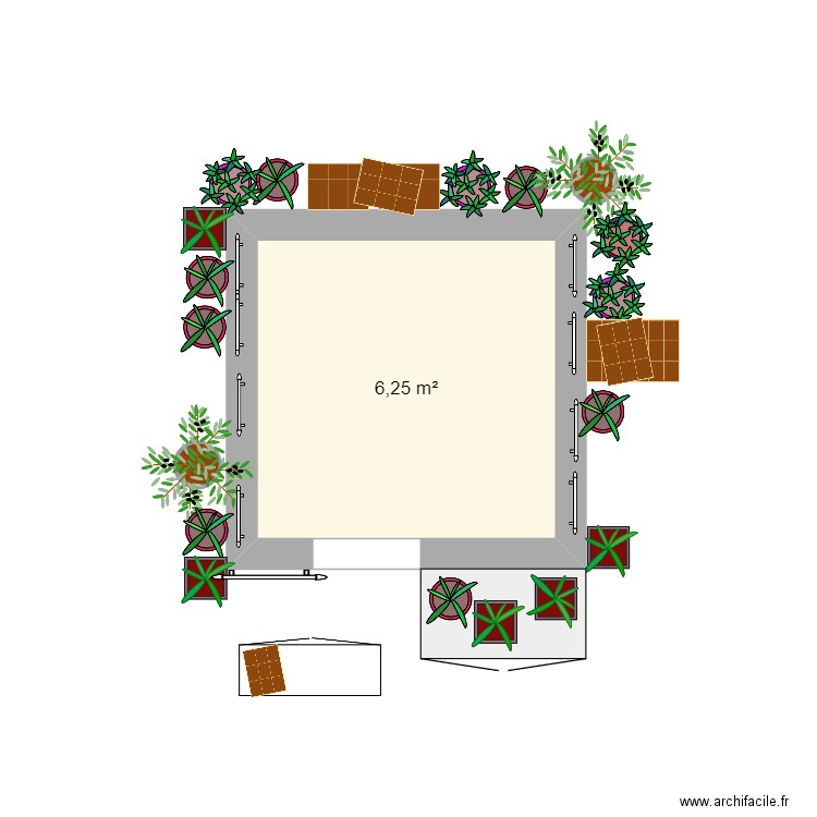 3x3 Horeto. Plan de 1 pièce et 6 m2