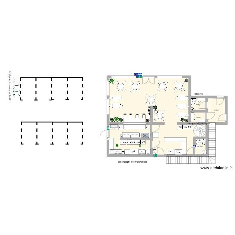 Gestion. Plan de 6 pièces et 92 m2