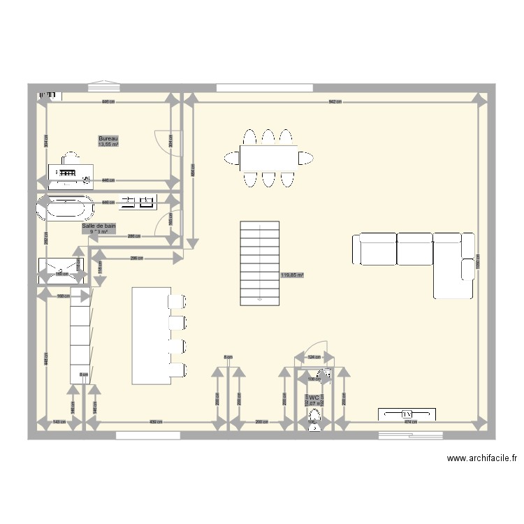 cheyennn. Plan de 4 pièces et 145 m2