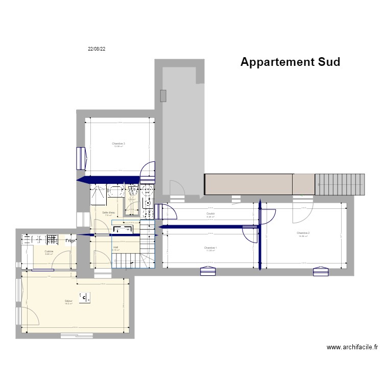 La  plaine   Appartement V4. Plan de 10 pièces et 100 m2