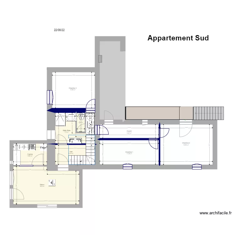 La  plaine   Appartement V4. Plan de 