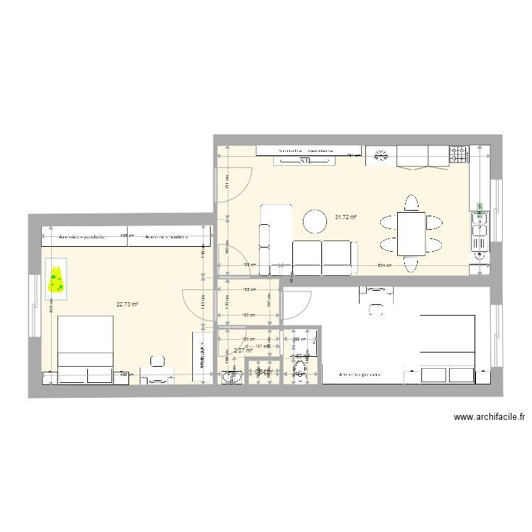 Plan définitif avec cotation Appartement 3eme étage . Plan de 0 pièce et 0 m2