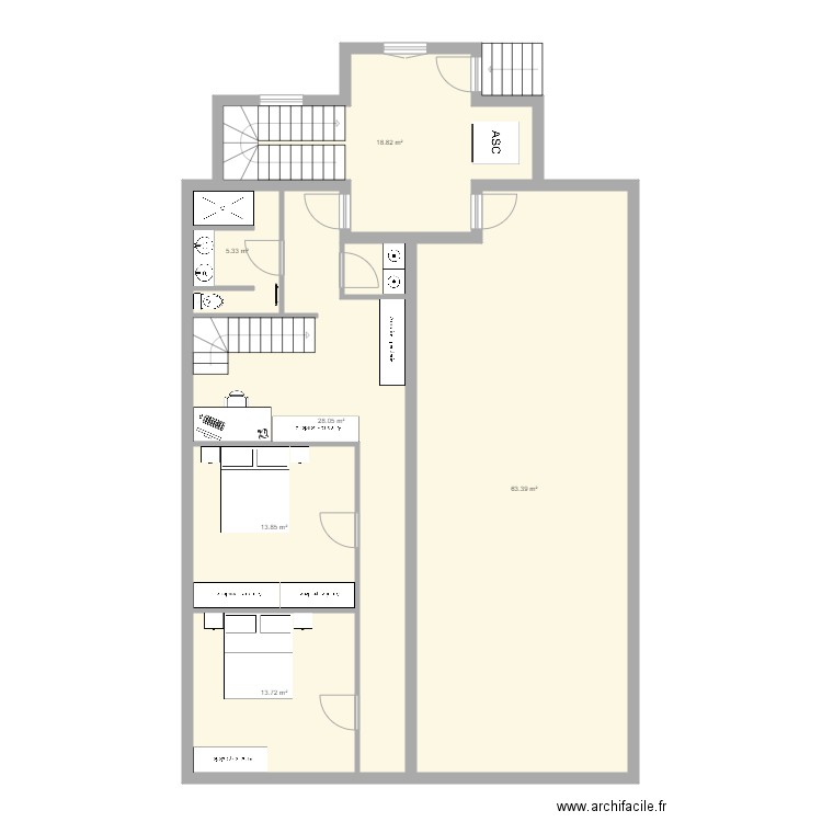 Projet duplex REZ. Plan de 0 pièce et 0 m2