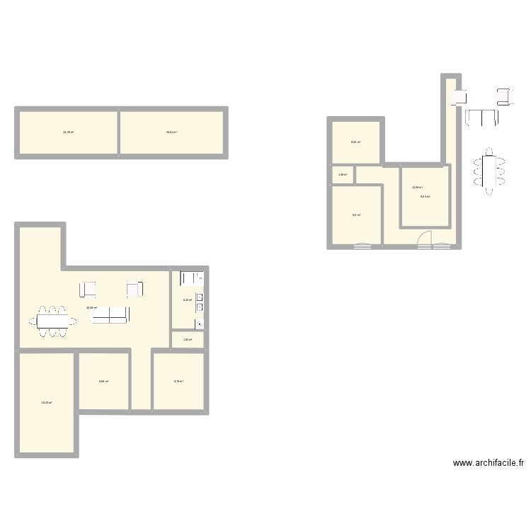 montchanin 3. Plan de 13 pièces et 166 m2