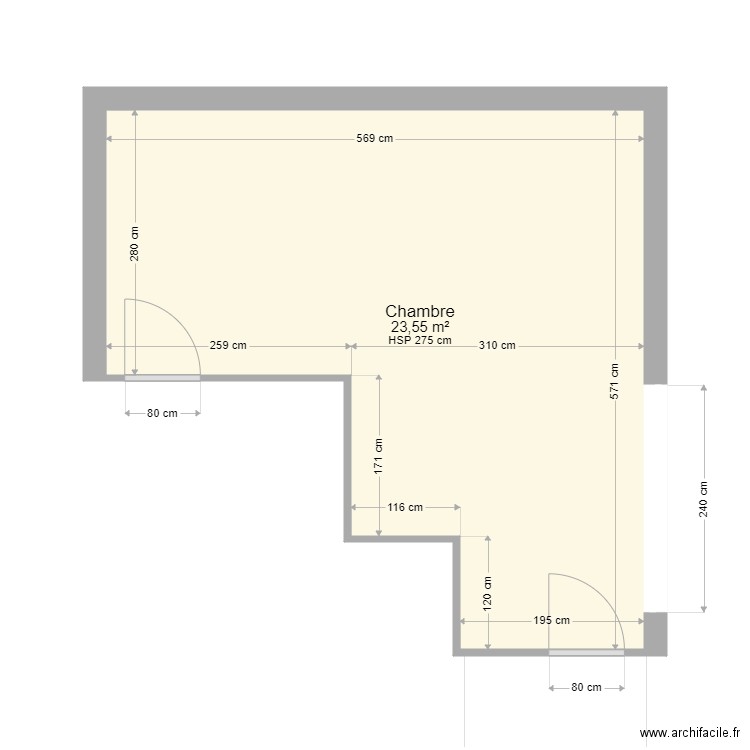 THENAULT. Plan de 1 pièce et 24 m2