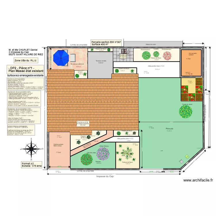 Plan du terrain existant. Plan de 
