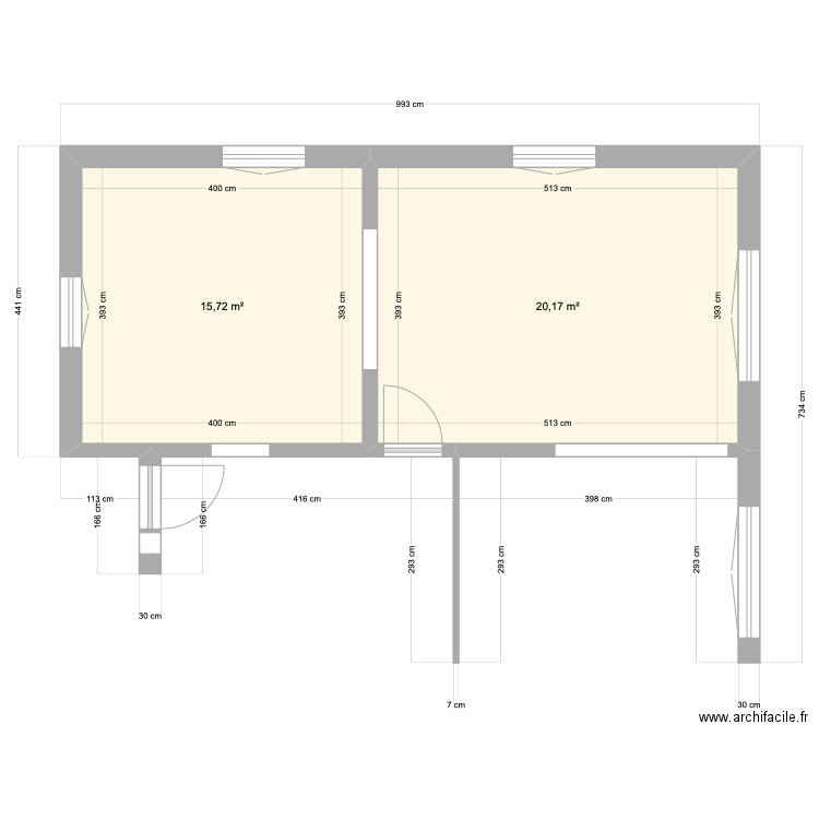 CUISINE. Plan de 2 pièces et 36 m2