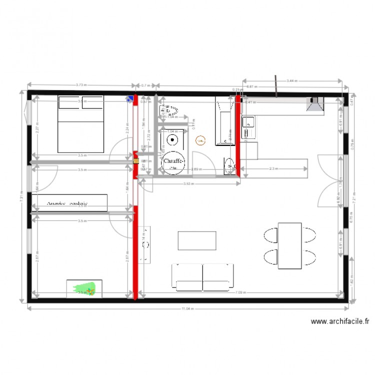 RDC meublé. Plan de 0 pièce et 0 m2