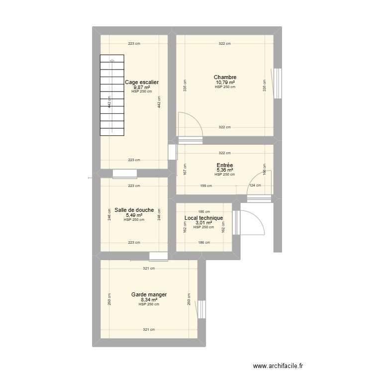 Rez. Plan de 6 pièces et 42 m2