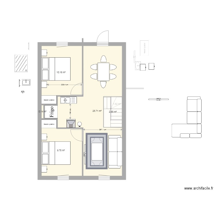 projet V1. Plan de 9 pièces et 100 m2