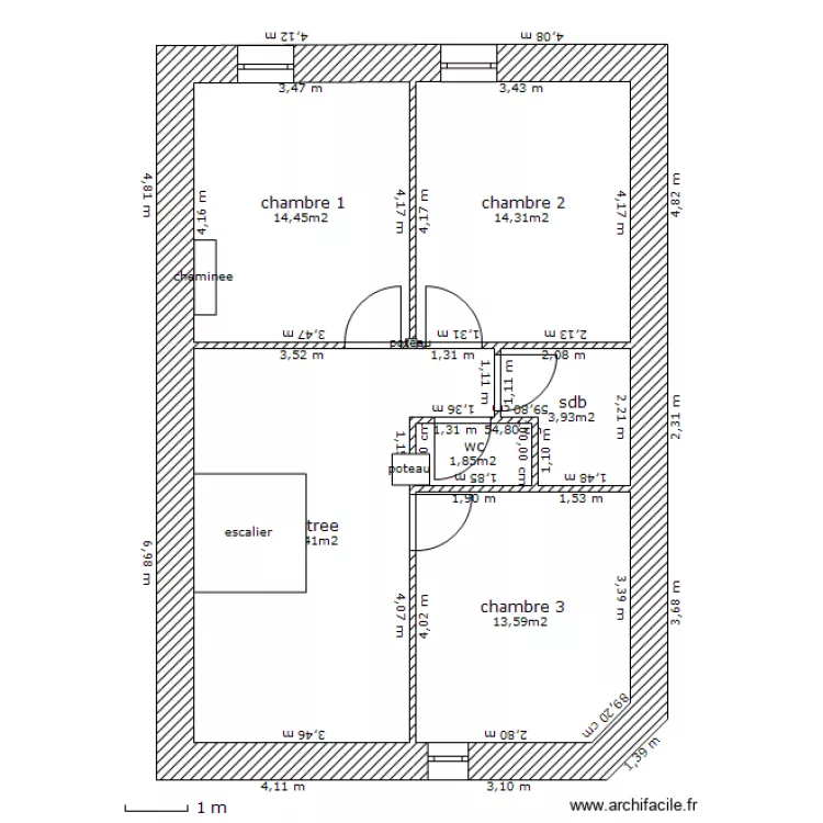 1er etage maison . Plan de 