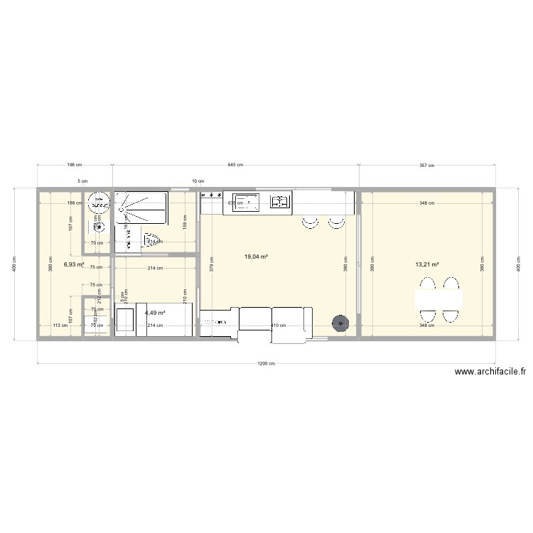Coque + habitation. Plan de 0 pièce et 0 m2