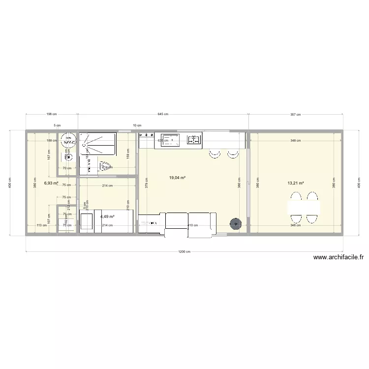 Coque + habitation. Plan de 