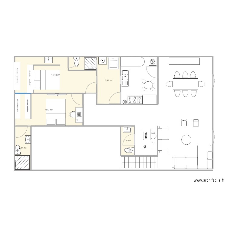 Casa. Plan de 5 pièces et 36 m2