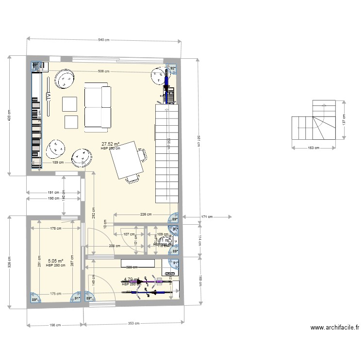 plan 7 231118 test escalier devant entree. Plan de 0 pièce et 0 m2