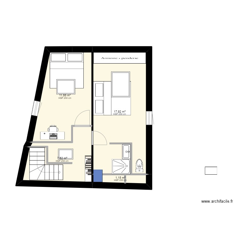 étage comble alex 1 sdb 2. Plan de 4 pièces et 38 m2