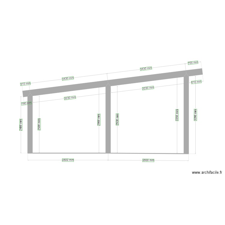 Profil Bodega. Plan de 2 pièces et 19 m2