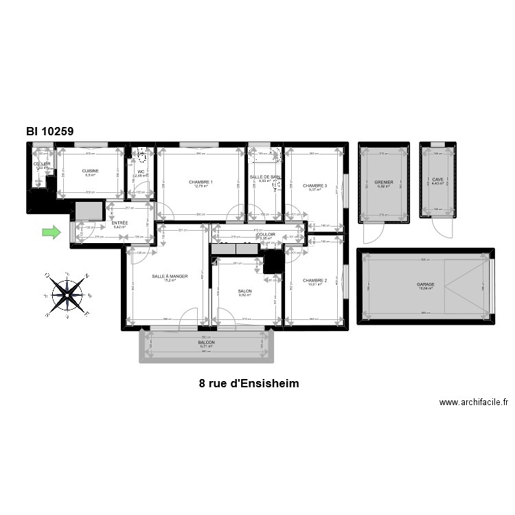 BI 10259. Plan de 20 pièces et 120 m2