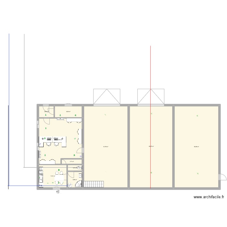 plan entrepot. Plan de 7 pièces et 243 m2
