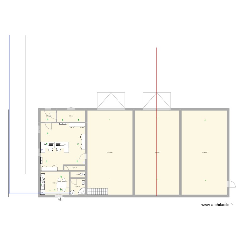 plan entrepot. Plan de 10 pièces et 243 m2