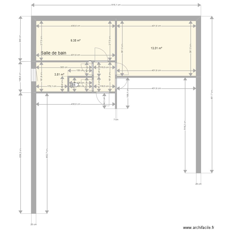 SdB VILLERS 4. Plan de 5 pièces et 29 m2