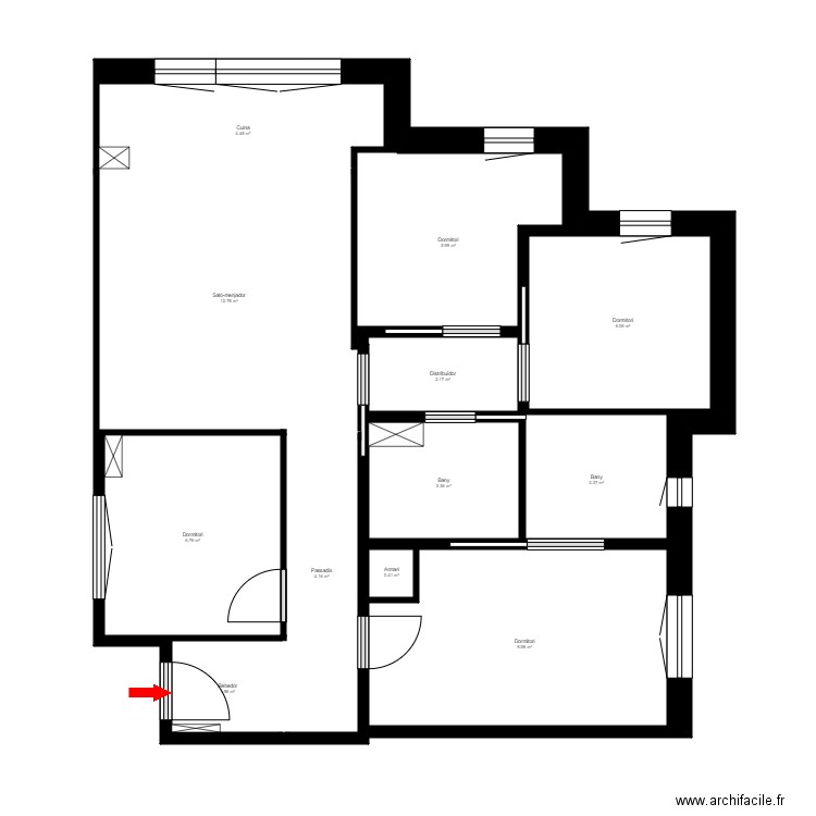 ED. SIGNE, ESC. A, PB-1. ENCAMP. Plan de 14 pièces et 70 m2