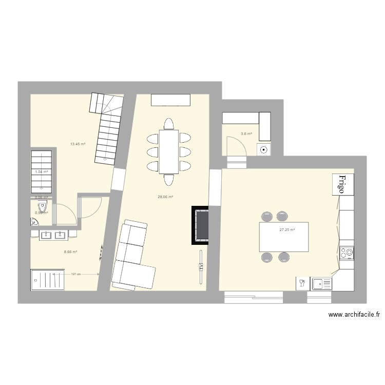 rouchon sam RDC. Plan de 8 pièces et 84 m2