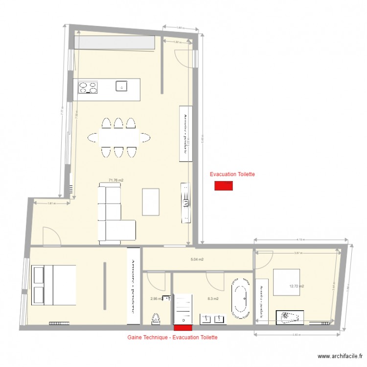 T2 couloir entrée cuisine ouverte  5. Plan de 0 pièce et 0 m2