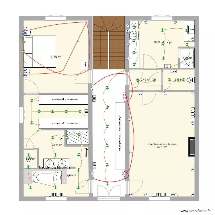 1er &eacute;tage 26 nov 18 essai SDB. Plan de 