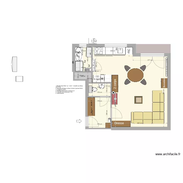 LivingC2 Espace jour. Plan de 
