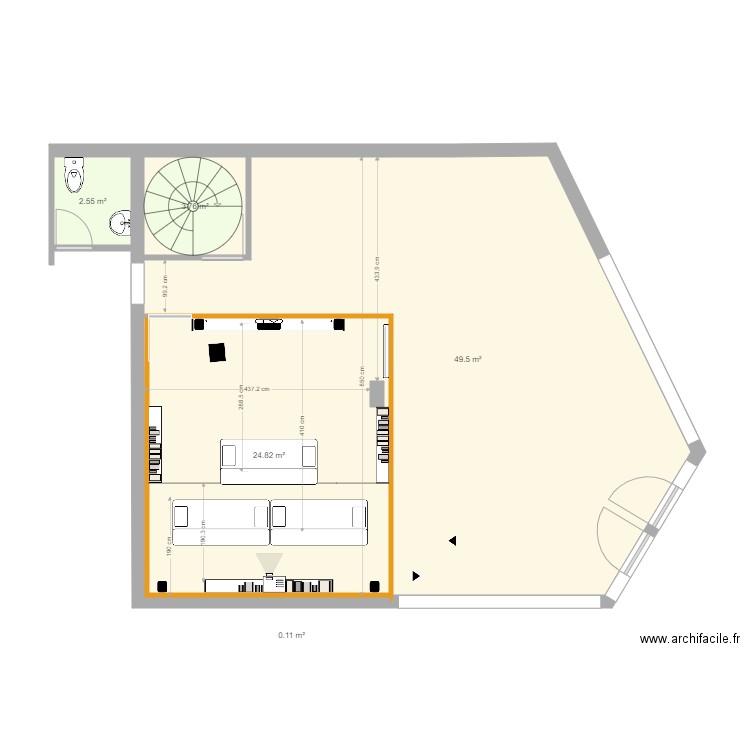 salle cinéma. Plan de 0 pièce et 0 m2