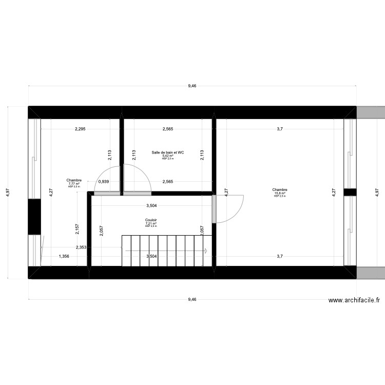 que 7. Plan de 16 pièces et 165 m2