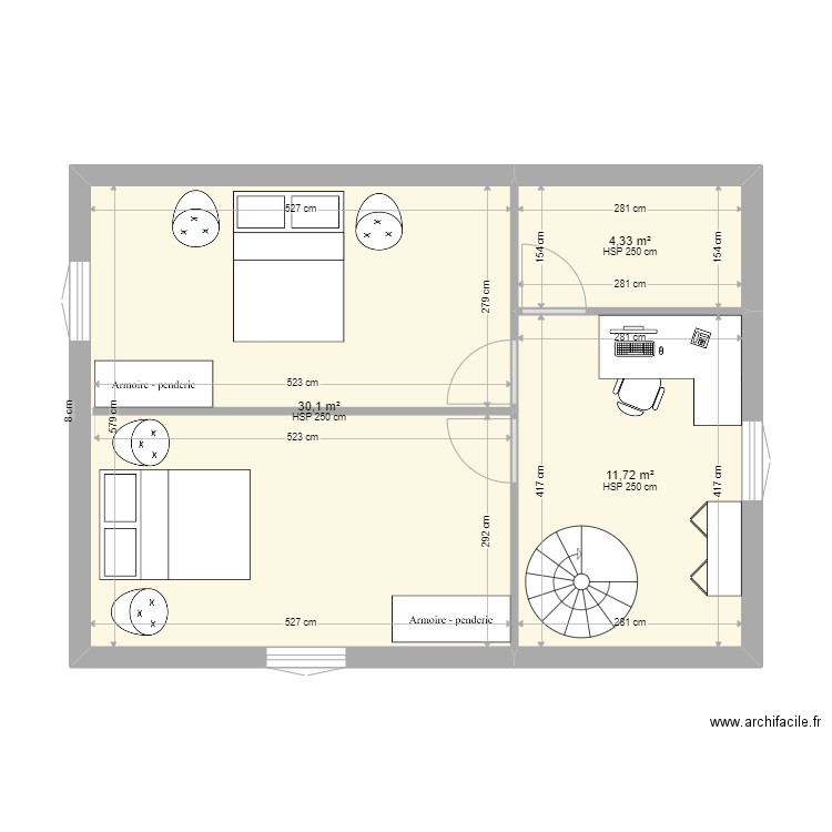 PLANS ETAGE LESTE. Plan de 3 pièces et 46 m2