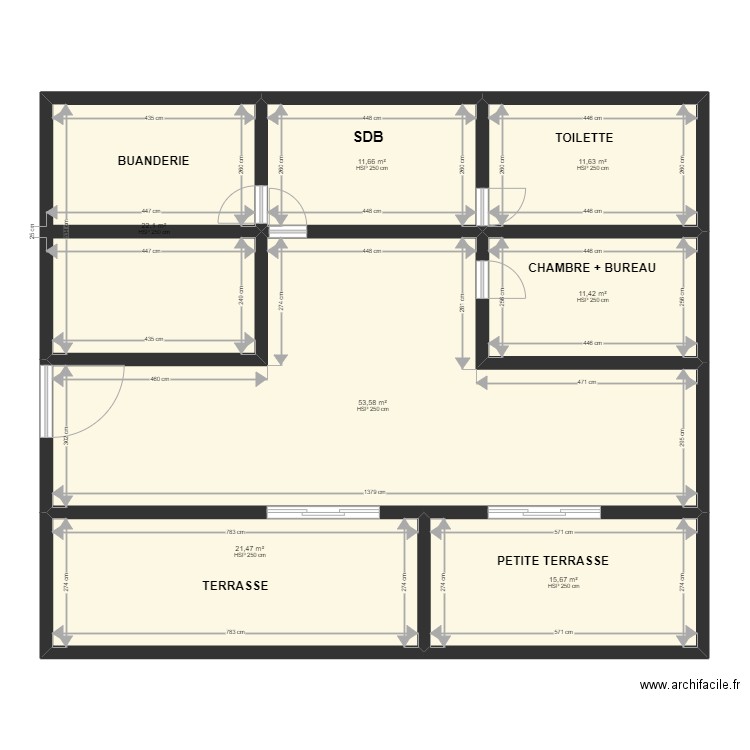 Plan de maison de Mariette et Xavier . Plan de 7 pièces et 148 m2