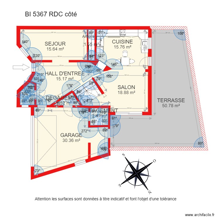 BI 5367 RDC côté. Plan de 0 pièce et 0 m2