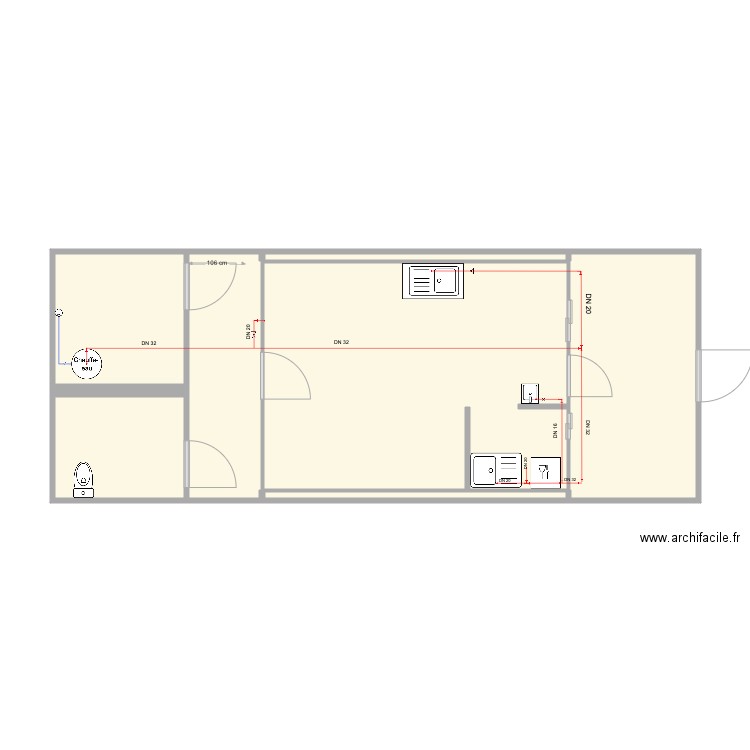 plan reseau sanitaire ECH. Plan de 0 pièce et 0 m2