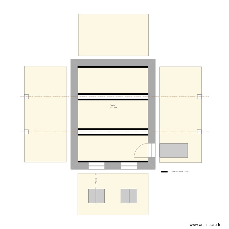 Nicolas Jeanne Niv.0 Salon. Plan de 1 pièce et 34 m2