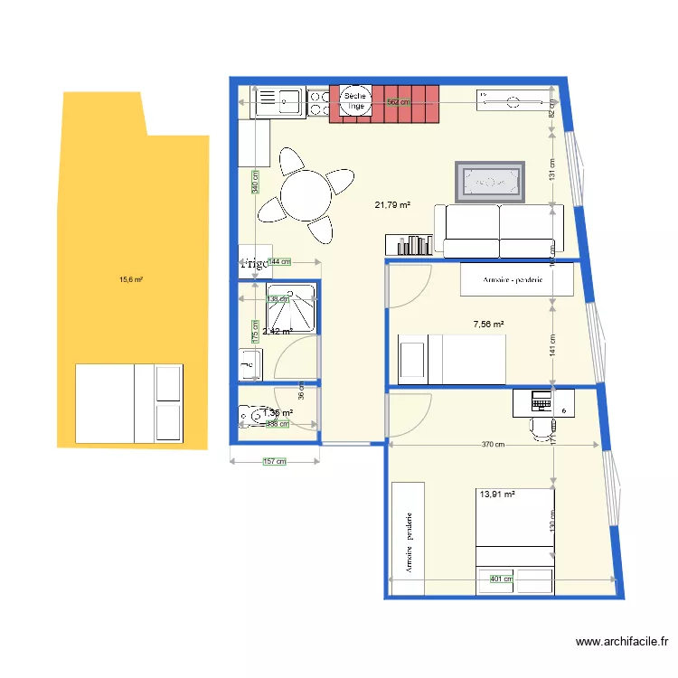 appartement rte Lod&egrave;ve V1. Plan de 